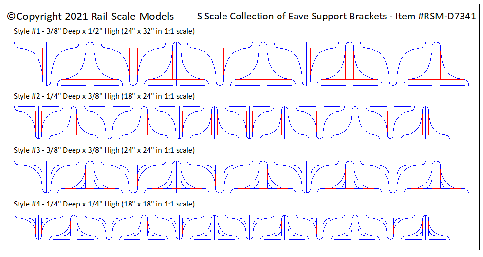 S Scale Collection of Eave Support Brackets
